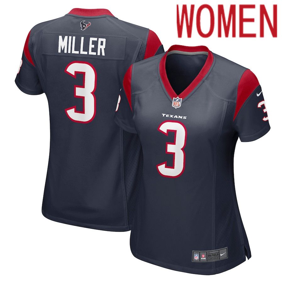 Women Houston Texans #3 Anthony Miller Nike Navy Player Game NFL Jersey->women nfl jersey->Women Jersey